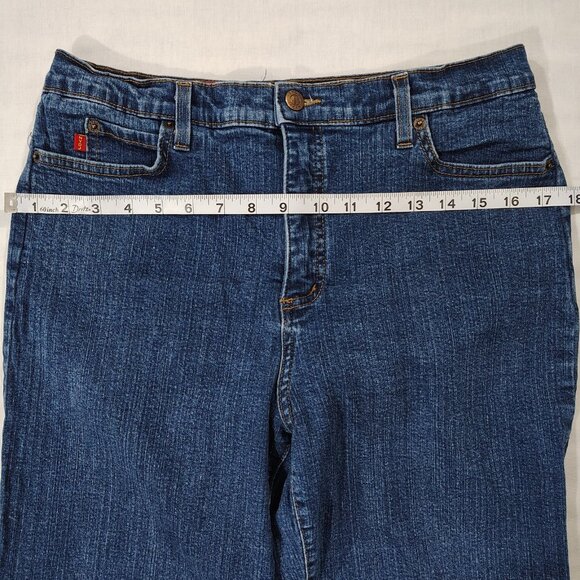 NYDJ Tummy Tuck Jeans Womens Size 12 High Rise Boot Cut USA Stretch Denim Blue - Picture 9 of 16